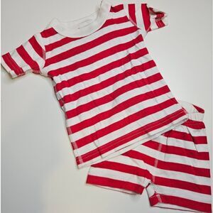 Hanna Andersson Red White Striped Short Pajama Two Piece Set, Size 80/85cm, US 2